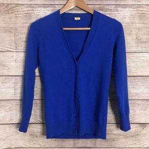J. Crew Merino Wool Blue Button Sweater Cardigan